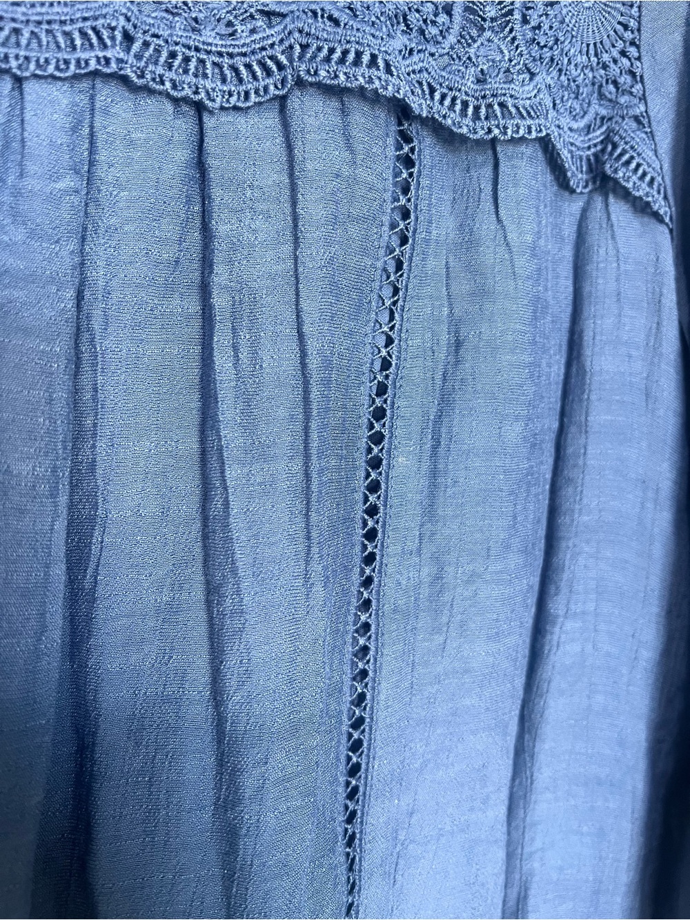 Harper 241 NWT Blue Lace Yoke Long Sleeve Blouse Petite XL - Picture 4 of 8